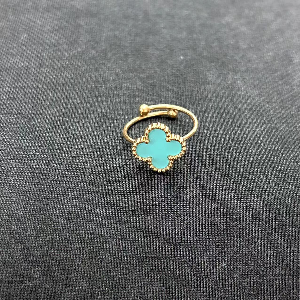 

Кольцо из нержавеющей стали с четырьмя листами клевера, регулируемое, с открытым концом, 18 карат, модные кольца со столетним дизайном светло-синий