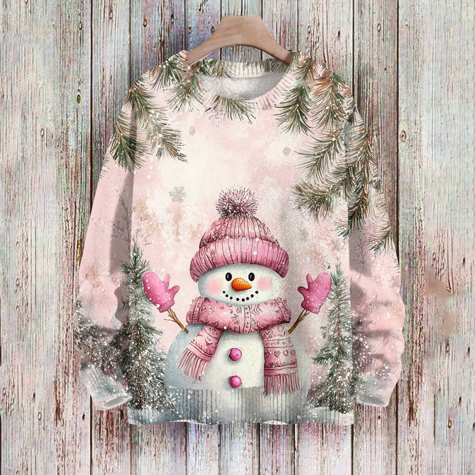 

Рождественские толстовки для женщин Вязаный свитер Милая рубашка Осенний свитер с круглым вырезом Топы XL