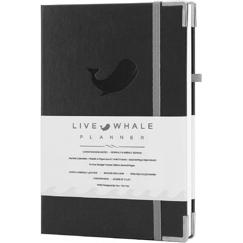 Лимитированная серия Live Whale, Планер полного фокуса. Трекер времени - Повысьте продуктивность и эффективно управляйте своим временем Moleskin Искусственная кожа Черный Цель чёрный
