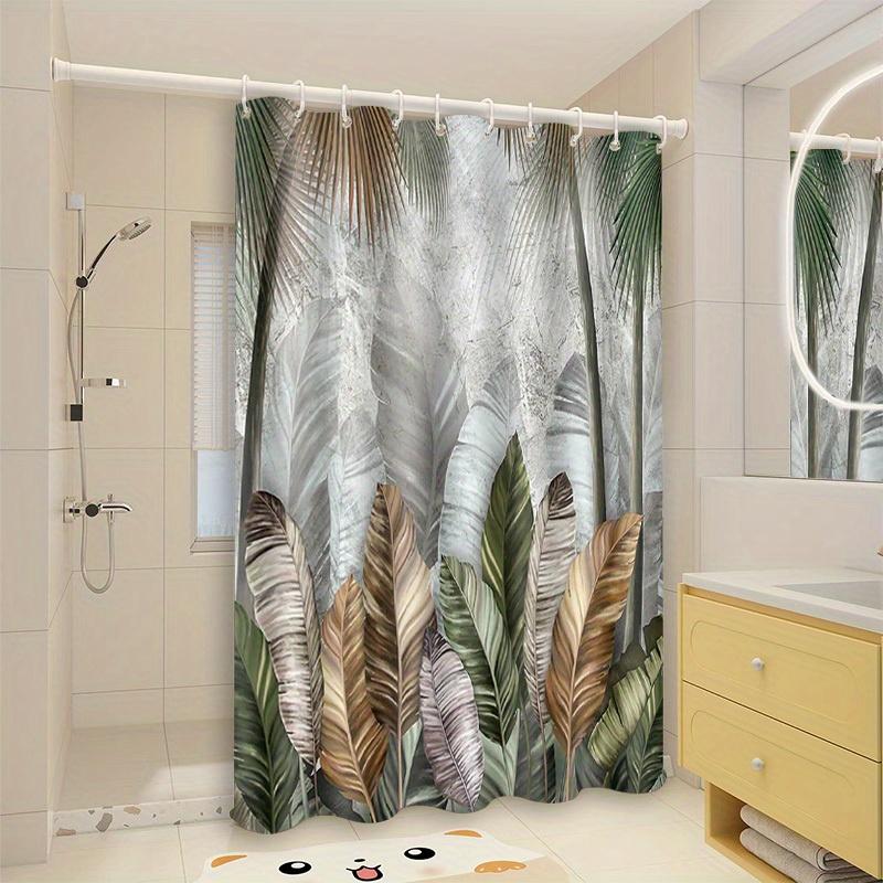 

Tropical Leaf Pattern Shower Curtain – Premium Polyester with Hooks, Machine Washable Artistic Bath Decor W90xH180cm