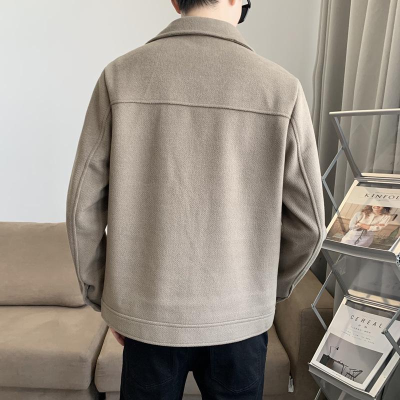 Men's Jacket Autumn and Winter Korean Style Trendy Slim Casual Woolen Men's Short Style Woolen Thick Versatile Jacket for Men