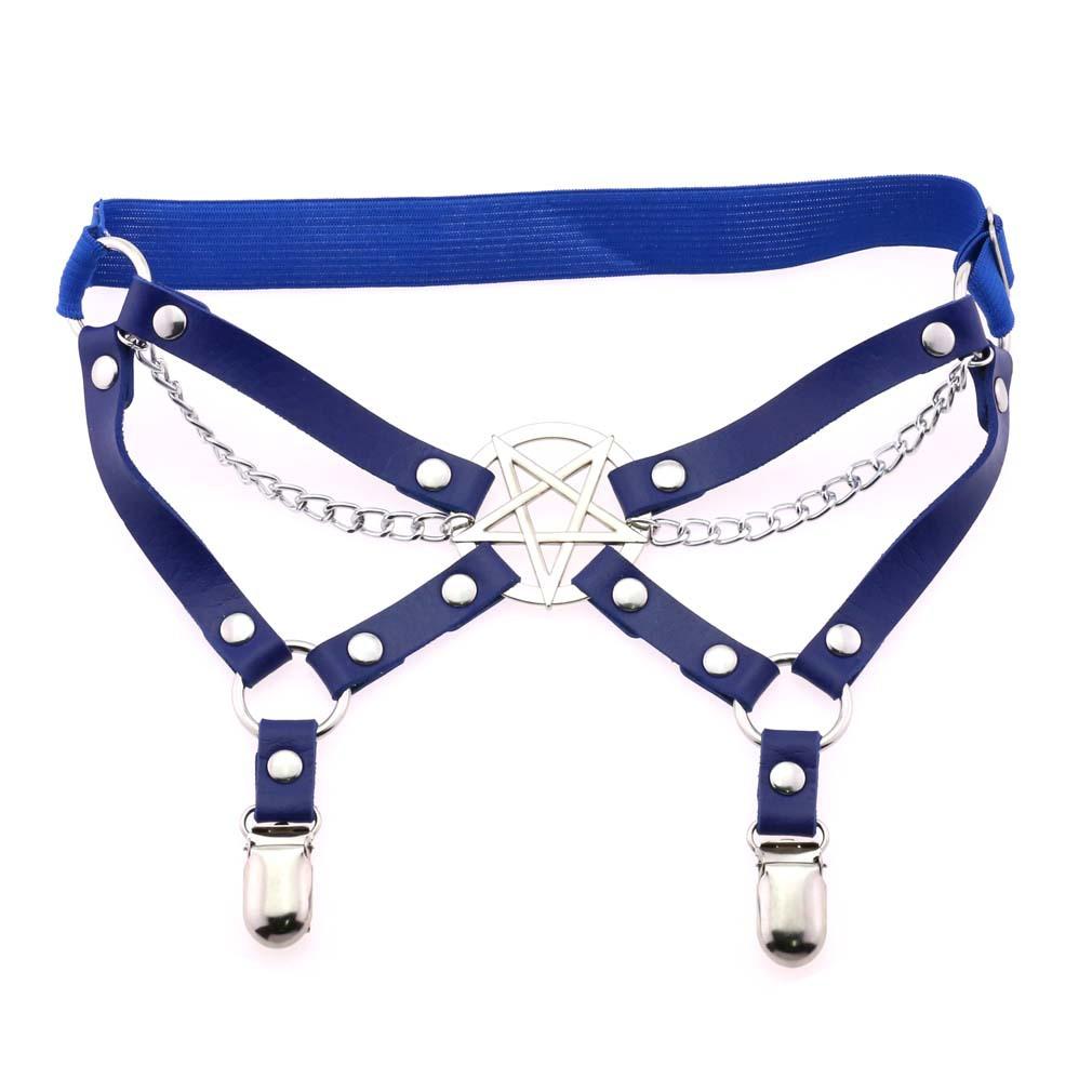 Fxcube New Goth Punk Leg Strap Garter Belt Pentagram Thigh Harness Women Girls Gothic Cosplay Accessories Harajuku Egirl Jewelry
