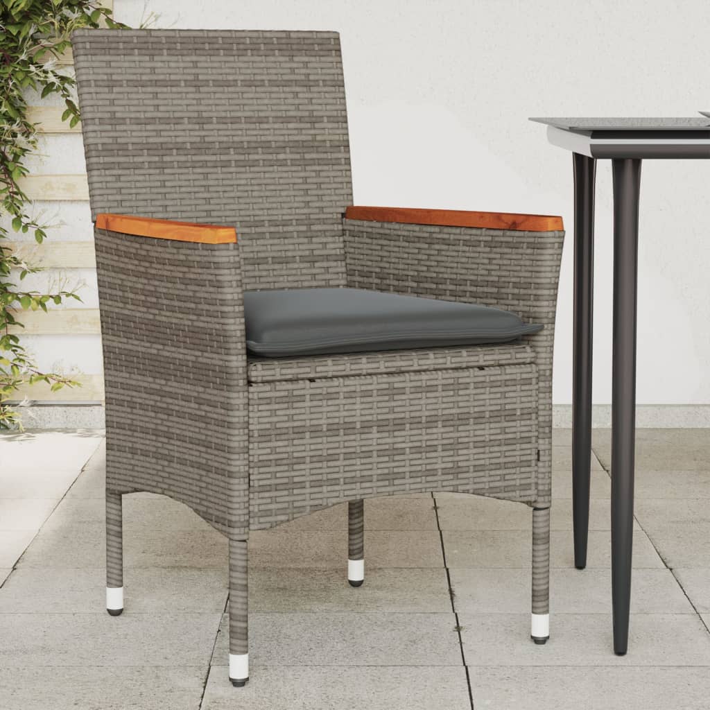 Garden Chairs with Cushions 2 pcs Grey Poly Rattan