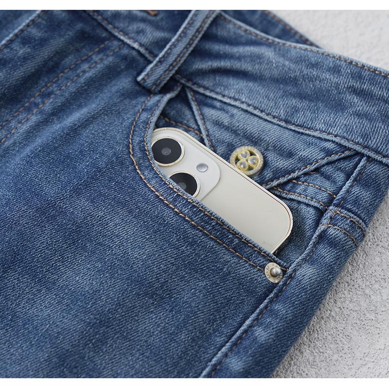 Light Blue High-Waisted Wide-Leg Micro-Flared Women's Jeans - Retro Spring/Autumn 2025 Design