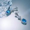 London Blue Swiss Blue Topaz Earrings Inlaid With Zircon Delicate Women'S Ear Jewelry