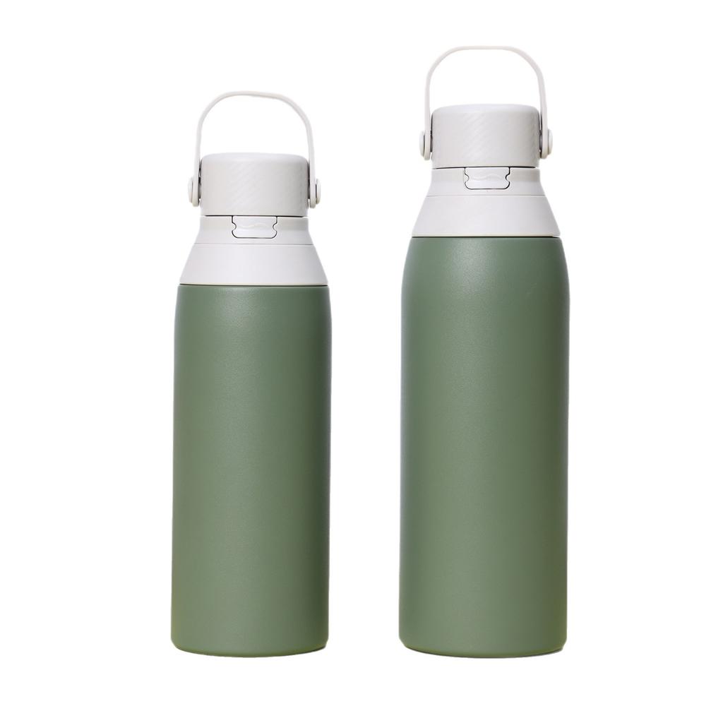 Thickened stainless steel thermos cup Portable car straw cup Creative portable with straw Outdoor sports kettle