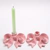 Pink Bow Ceramic Candle Holder Taper Candle Stand Candlestick Table Centerpiece Holiday Party Home Office Desktop Decoration