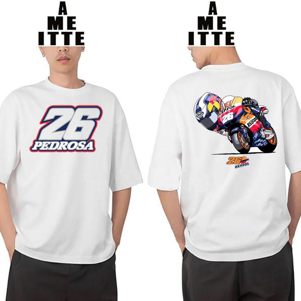 Giappone Leggenda Dani Pedrosa 26 Gp Gara Maglietta Unisex Manica Corta Avventura Hip Hop Ragazzo Casual Top Bianchi Freschi Unisex Magliette da Motociclista