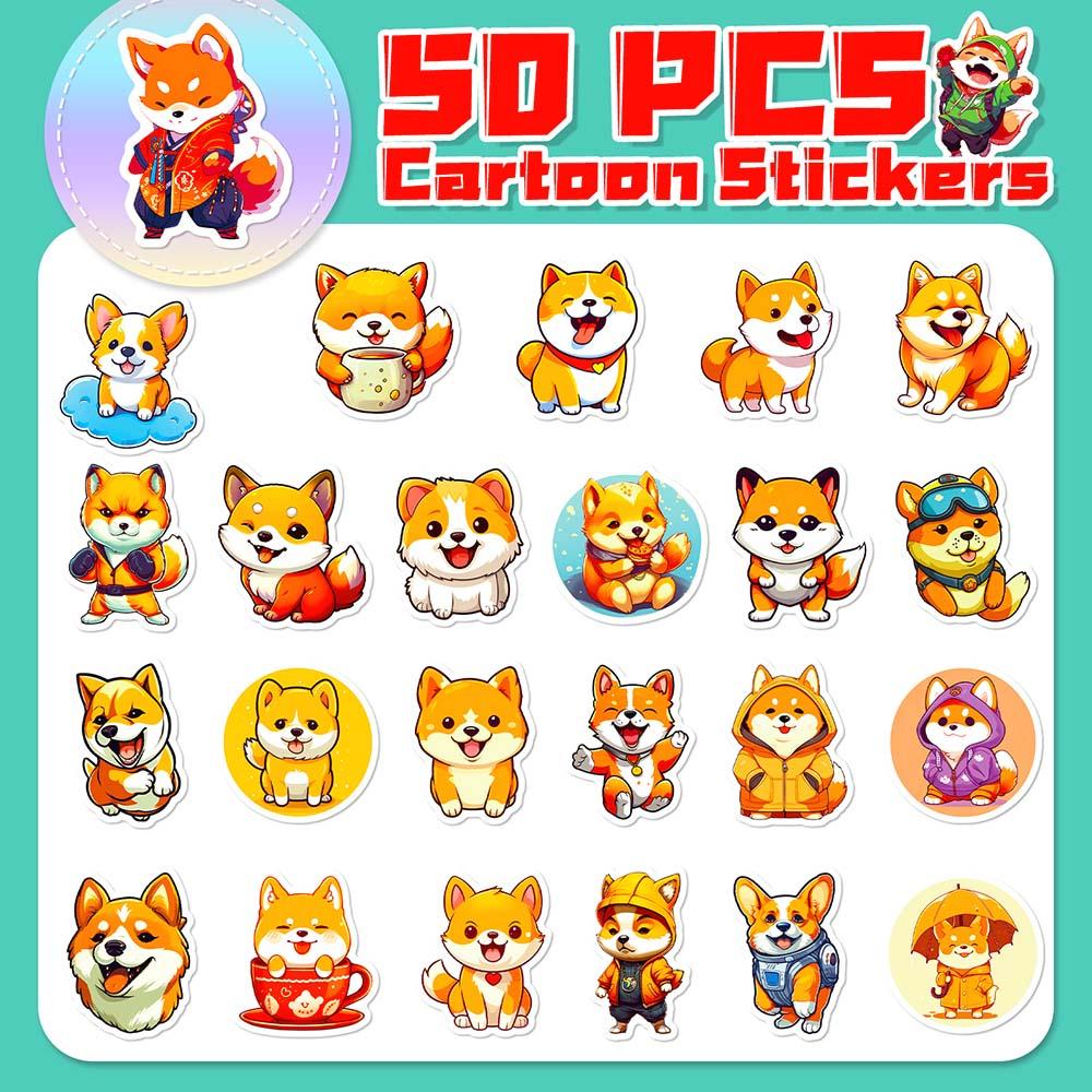10/50pcs Cute Funny Dog Stickers Shiba Inu Sticker Shiba Graffiti Stickers for DIY Luggage Laptop Skateboard Motorcycle Bicycle Stickers