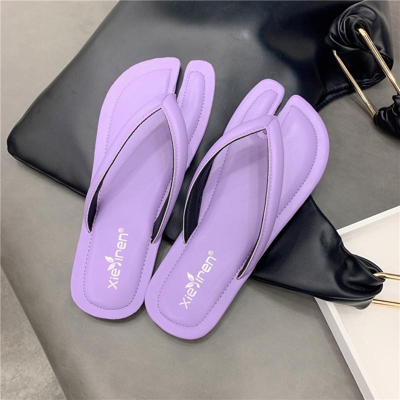 Fashion Celebrity Solid split toe slippers women sandalias flat summer flip flops ladies shoes casual tabi ninia slides zapatillas mujer
