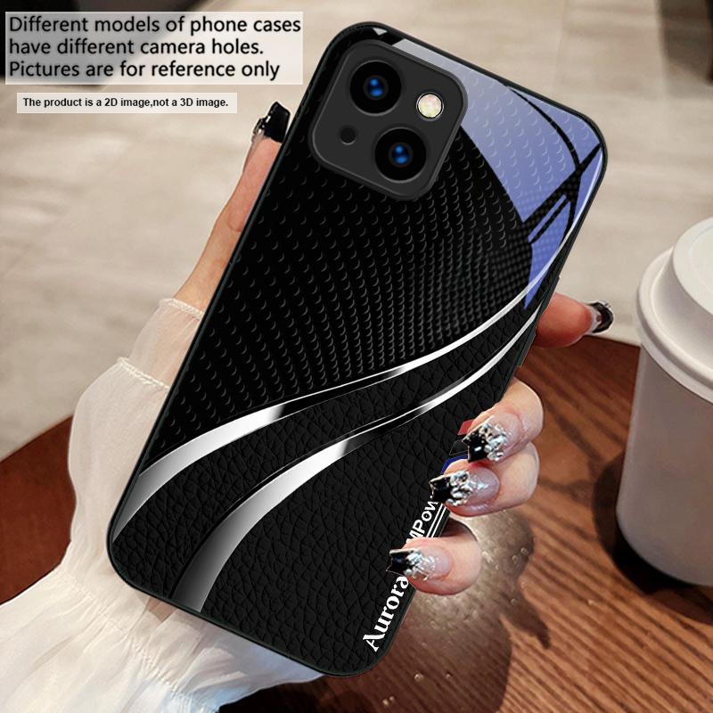 Hochwertige Ledertextur Für iPhone 17 Air 16 E 15 14 13 Plus 12 mini 11 17 Pro Max XR Xs Max 16E 7 8 Gehärtetes Glas Handyhülle