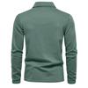 Men's Winter Solid Color Lapel Button Slim Fit Long Sleeve Top