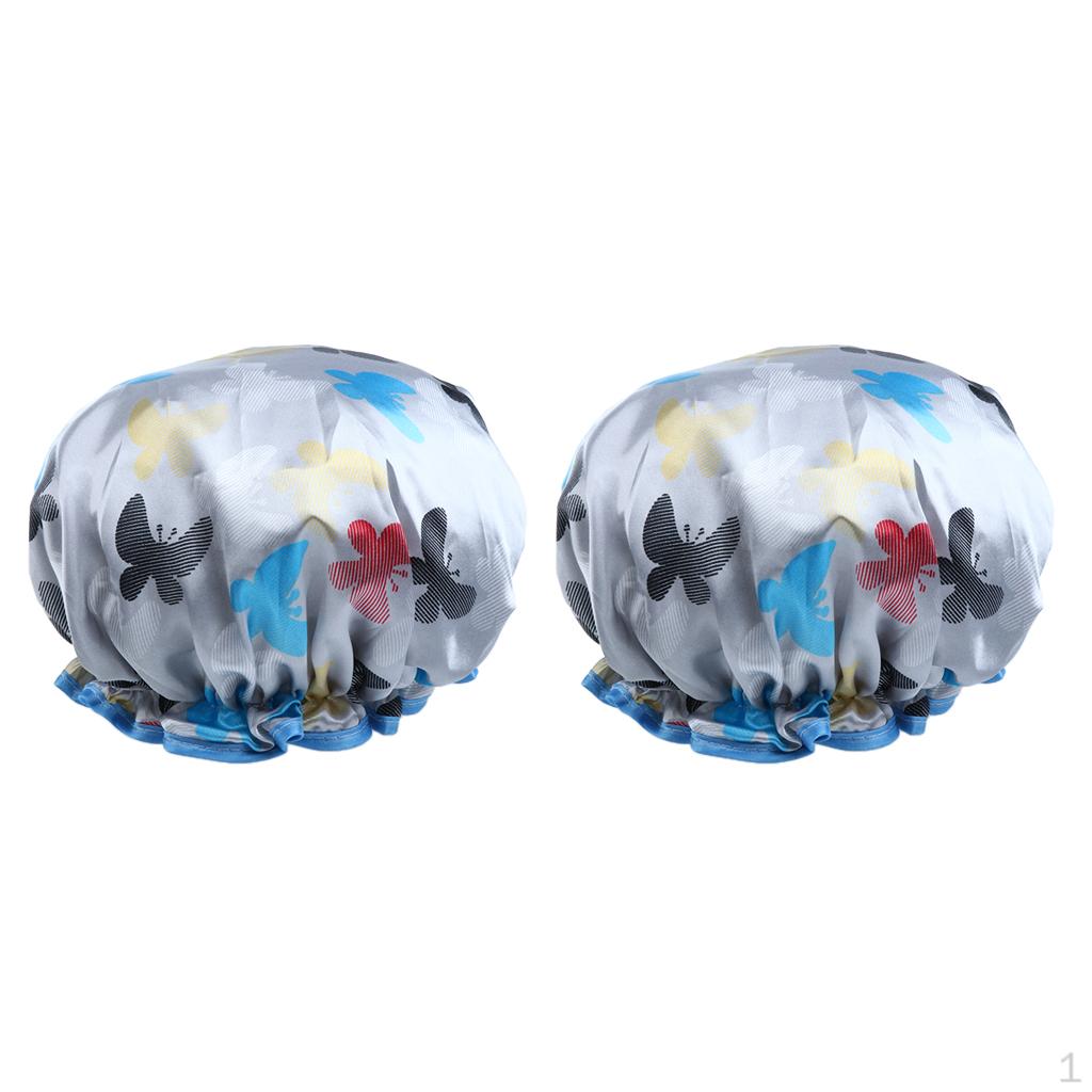 Набор из 2 шапочек для душа для женщин - Водонепроницаемые и двухслойные Multi Color