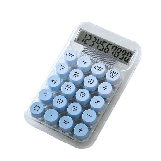 Round Mechanical Keyboard Calculator with Gradient Colors 10-Digit Large Display Cute Dopamine Style Desktop Tool for Students Office Novelty Gift