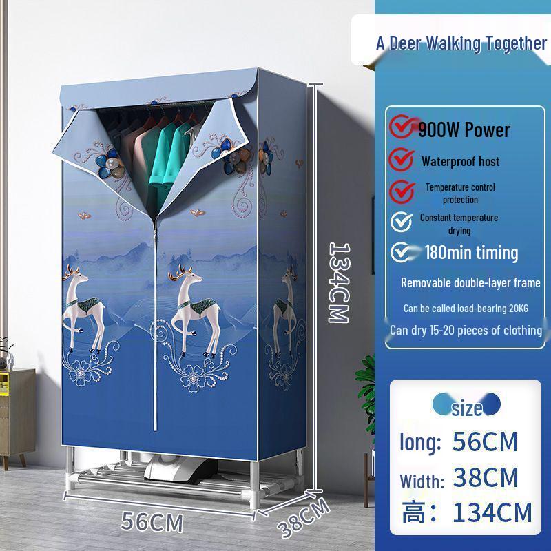Compact Double-Layer Quick-Dry Clothes Dryer Wardrobe with Large Capacity for Rental Rooms