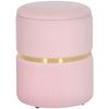 Velvet-Feel Storage Ottoman - Pink