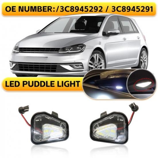 2Pcs LED Side Mirror Puddle Lights No Error For Vw Volkswagen EOS Passat B7 CC