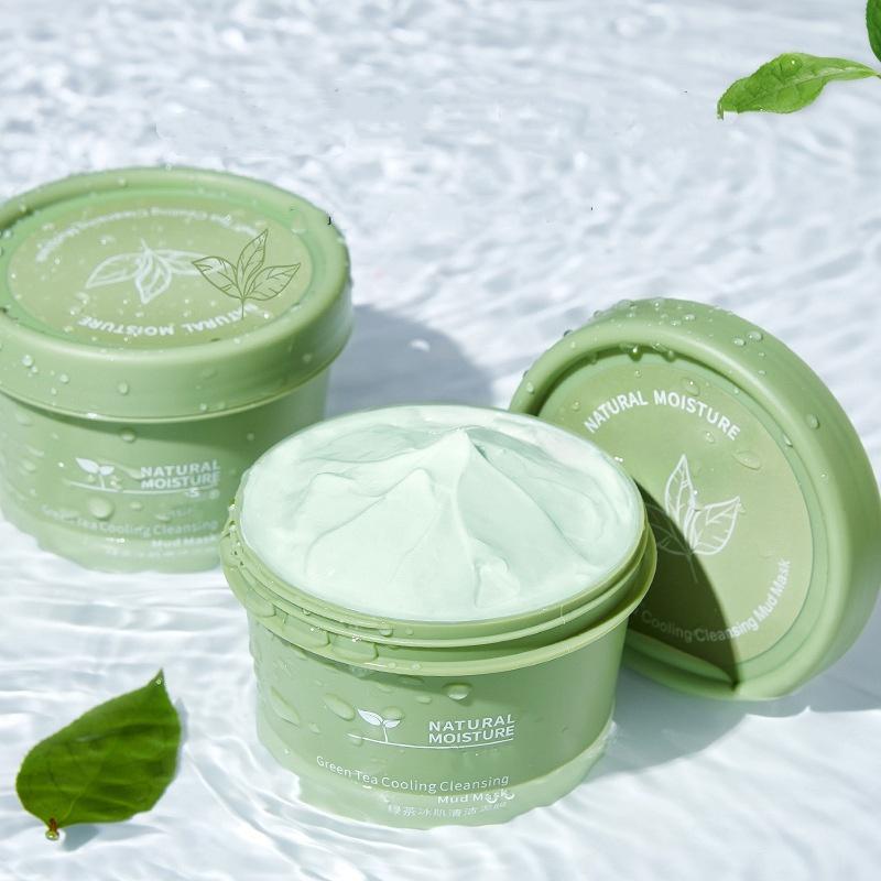 Green Tea Clay Face Mask for Deep Cleansing, Cooling & Detoxifying Mud Mask, Oil Control & Pore Minimizing, Creamy Wash-Off Formula,