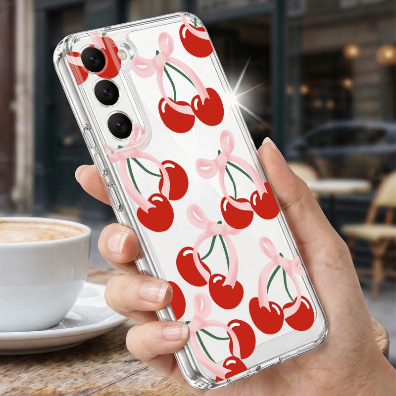 Funda de Fruta Cereza de Dibujos Animados Para Samsung A57 S26 Ultra A37 A17 A56 A36 A26 A16 A55 A35 A25 A15 A54 5G S21 FE S22 S23 S24 S25 Plus Cubierta Suave de TPU Transparente