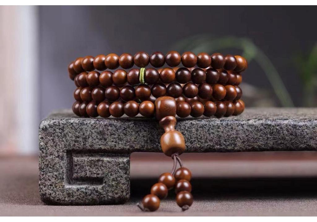 Natural Lightning-Struck Wood Buddha Bracelet, 108 Round Beads, 6-12mm Unisex Multi-Strand or Single-Strand