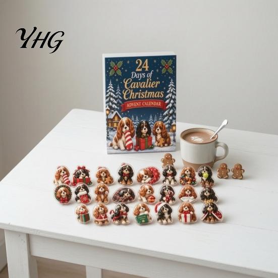 Calendario de Adviento para Cachorros 2026 Calendario Navideño para Perros, 24 Adornos Acrílicos 2D Cuenta Atrás hasta Dibujos Animados Colgantes Festivos para Árbol, Fiesta Navideña Hogar