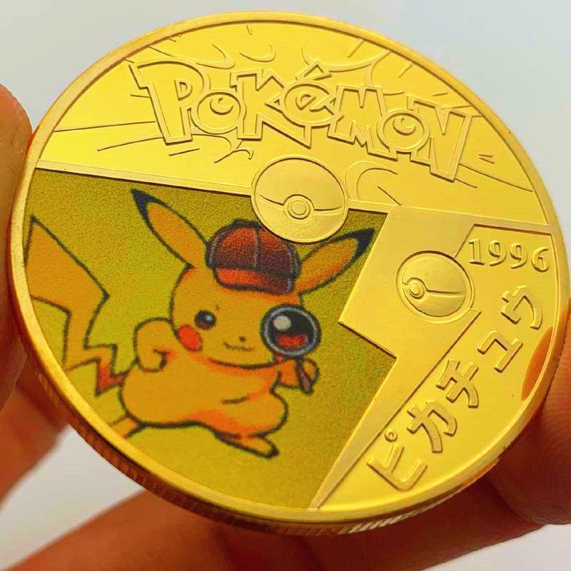 

Pikachu Coins Cards Gold Plated Coin Game Collection Cards Gift Souvenir Explore