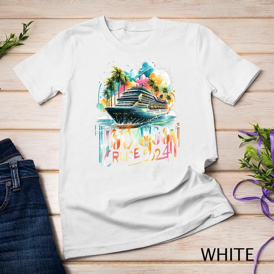 Happy Honeymoon Cruise 2024 Wedding Honeymoon Matching Gifts Unisex T-shirt 13 L