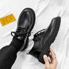 Japanese retro small leather shoes business casual work shoes trendy British black round head Martin shoes suit men's shoes increase height
