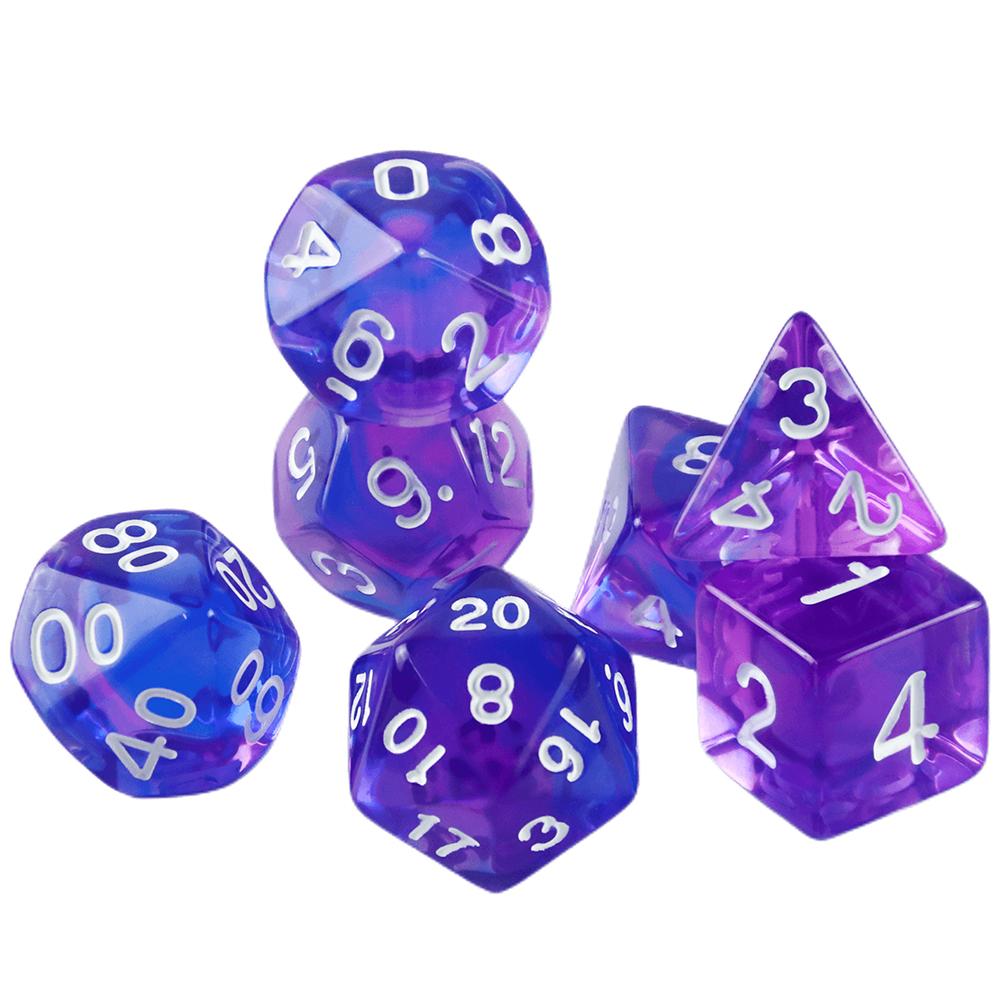 Transparent Mixed Colors Dice 7pcs Polyhedral Dice for DND RPG Board Game Accessories