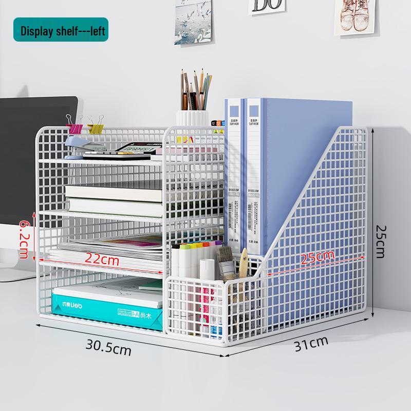 Multilayer Desktop Organizer: File Storage Rack & Office Supplies Set