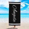 1pc Black personalized customized beach towel, ultra-fine fiber quick drying and absorbent beach towel, bathroom decoration