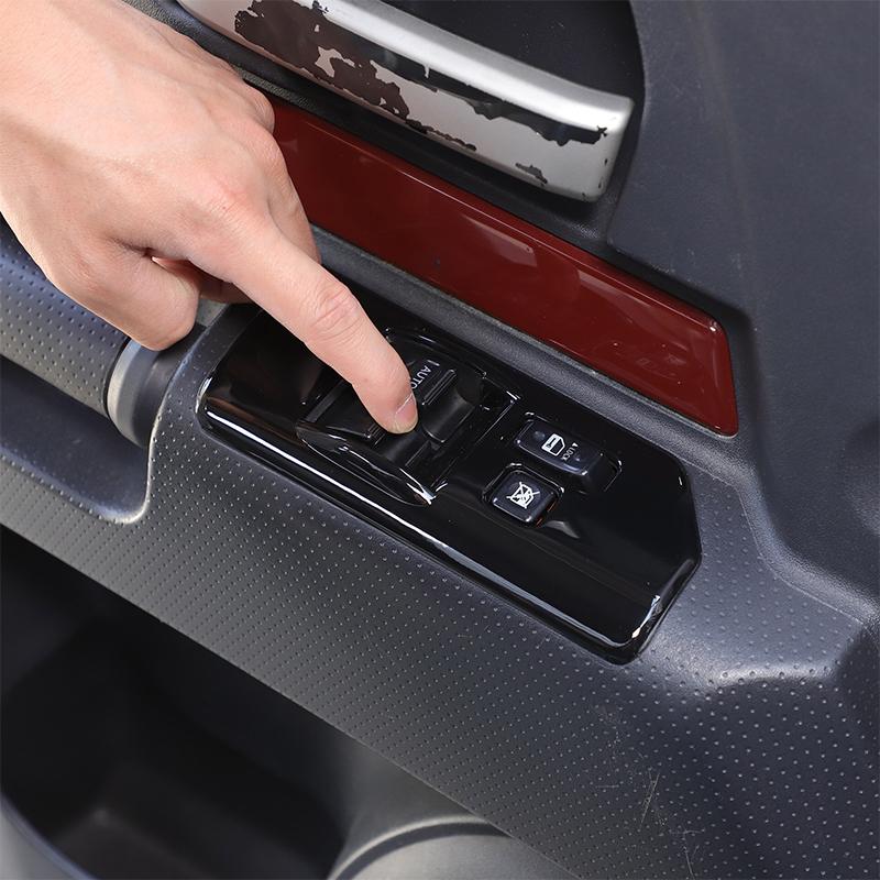 For Toyota FJ Cruiser 2007- ABS Glossy black/Carbon Fiber Car Glass Lift Button Frame Decorative Sticker Car Accessories