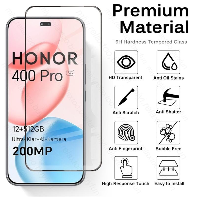 For Honor 400 Pro 5G Case 8 In 1 Tempered Glass Curved Screen Protector Honor400Pro Honor400 Pro Honar Honer 400Pro Camera Glass