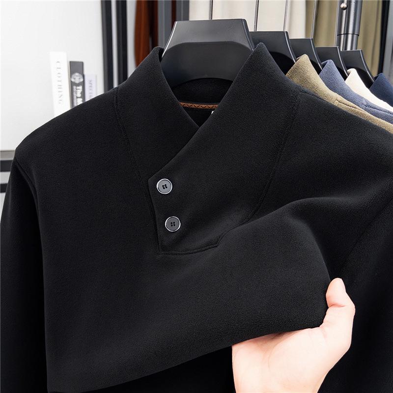 Men s Teddy Fleece Hoodie with Velvet: Warm Pullover Scarf Collar for Winter, Suitable for Middle-Aged and Young Adults. XXXXL чёрный