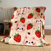 Cute Cats, Strawberries, and Daisies Pattern Patterned Blanket, Flannel, Suitable for All Seasons, Home Decor, Warm and Cozy