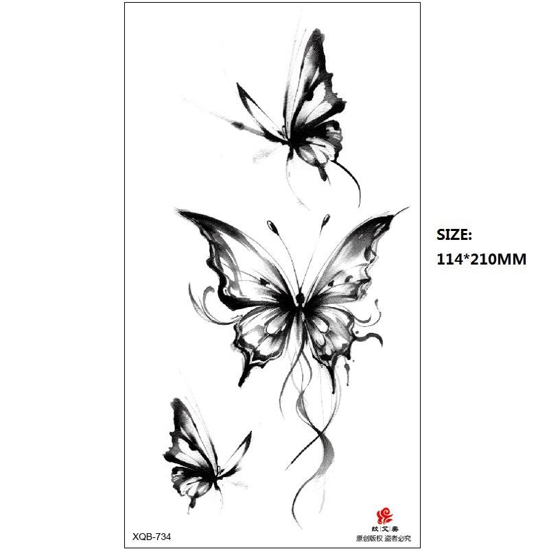 Emmy Black Series Butterfly Rose Flower Tattoo Sticker Set Water Transfer Paper