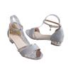Large size sandals women's summer 2025 new European and American one-word with flash diamonds thick heels women's shoes size 43 independent station