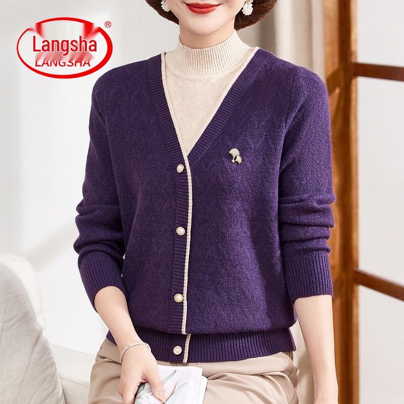 LangSha Women s Mock Neck Knit Fake Two-Piece Sweater for Autumn/Winter 2XL