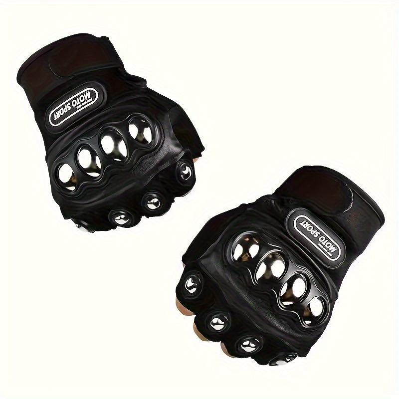 2pcs Black Outdoor Knuckle Motorcycle Power Sports Gloves