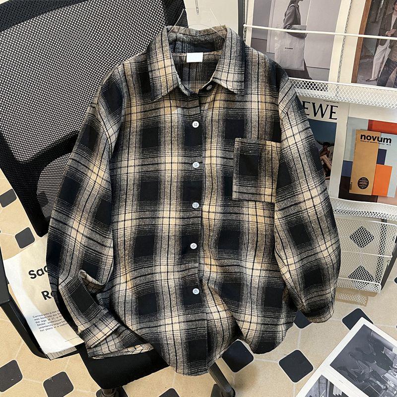 Unisex Retro Plaid Long-Sleeve Shirt - 2025 Autumn/Winter Trendy Scoundrel Style