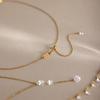 18K Gold Stainless Steel Necklace with Zircon and Pearl Pendant for Women - Everyday Versatile Style