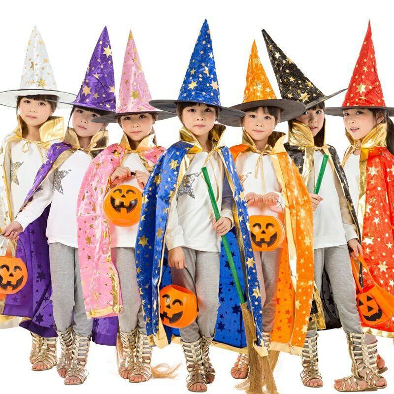 Hooded Princess Children Cloak Witch Robe Cape Floorlength Halloween Costume