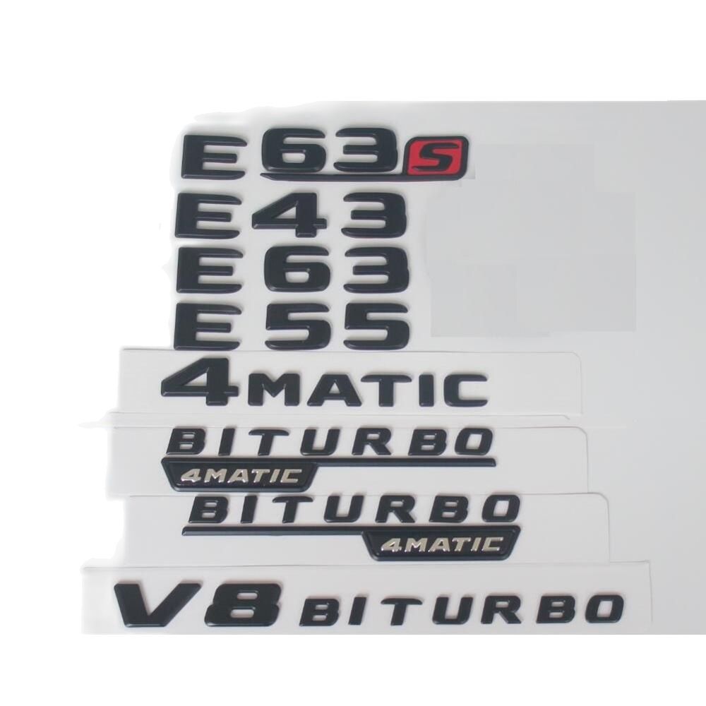 Matt Black Letters Emblems Trunk BadgesFor Mercedes Benz W212 W213 S213 E43 E53 E63 E55 AMG V8 BITURBO 4MATIC+ HG9