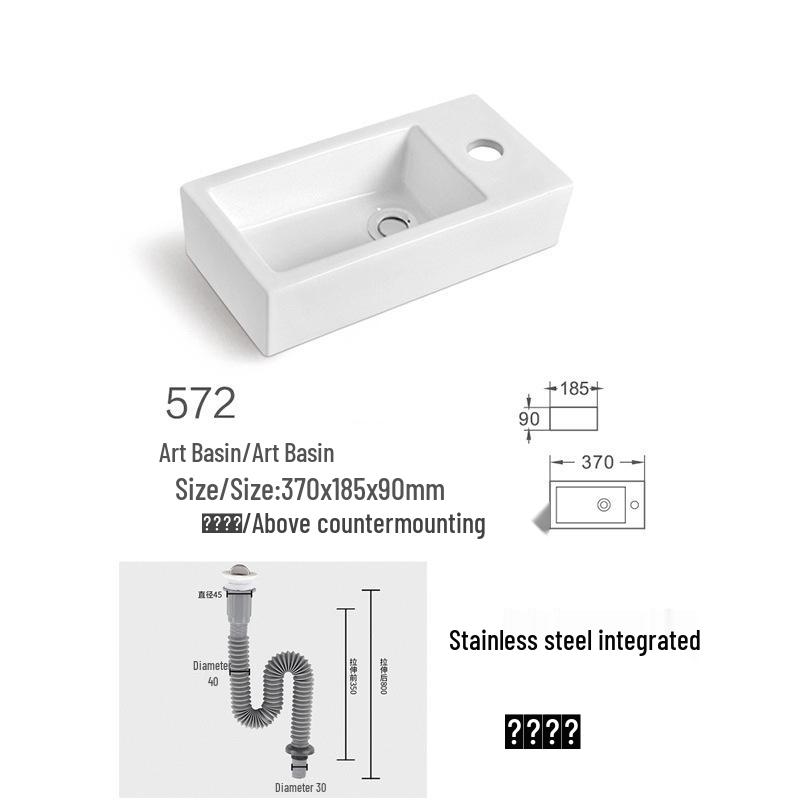 Square Ceramic Wall-Mounted Mini Bathroom Washbasin