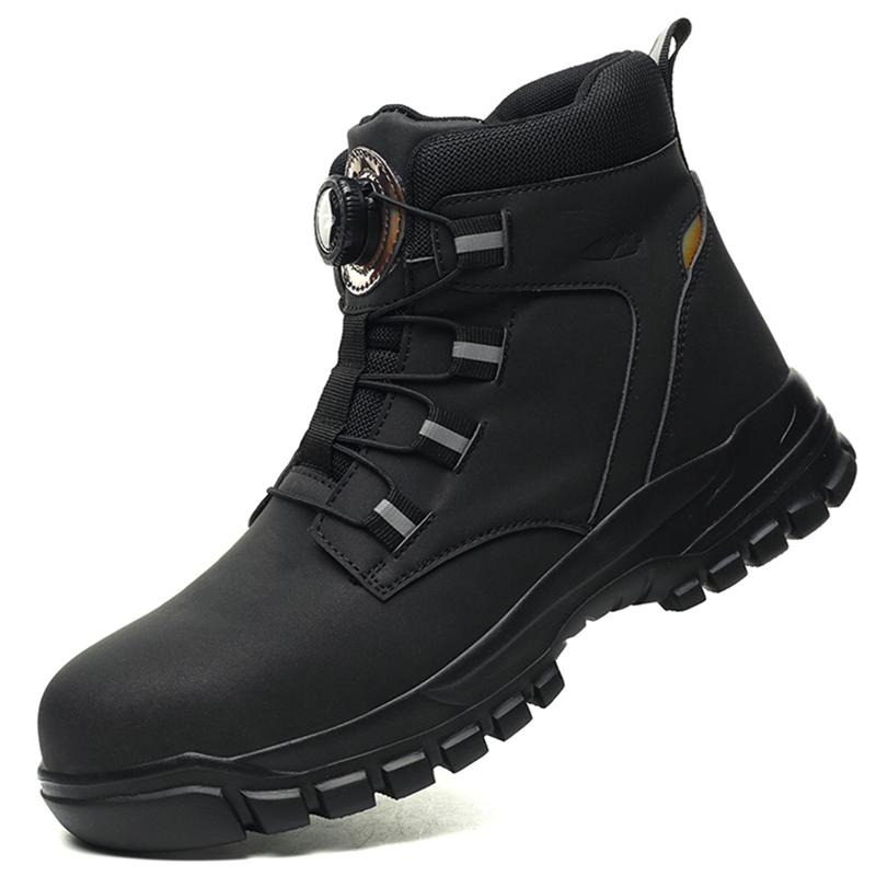 Men's/Women's Indestructible Work Shoes Steel Toe Water-Resistant Safety Boots, Light Weight Anti-Puncture with Rotary Button