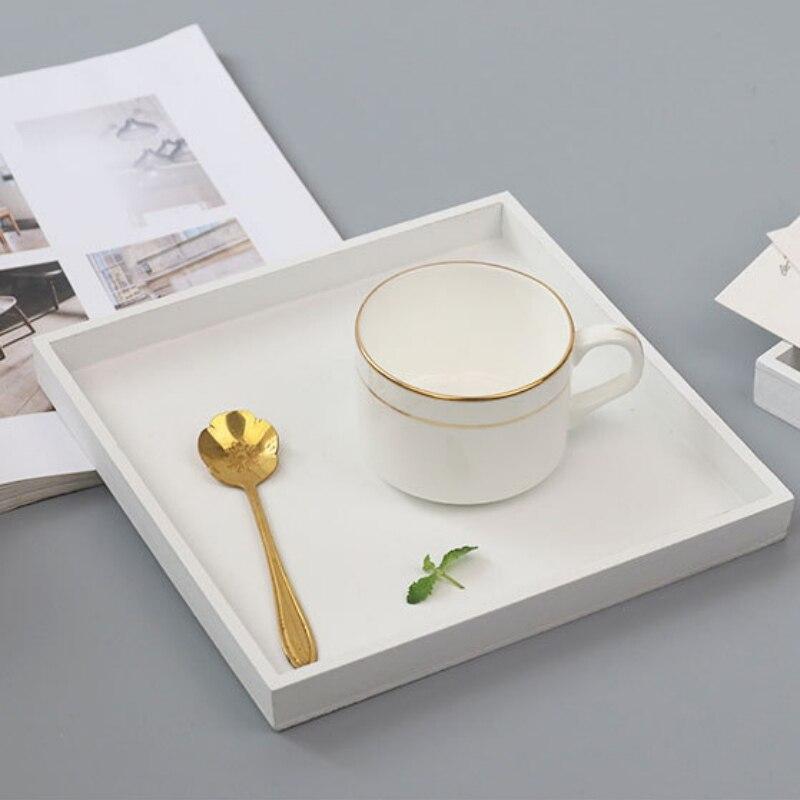 White Wood Tray Food Serving Makeup Storage Fruit Plate Photo Props Modern Household Home Storage Trays