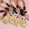 999 Pure Gold Labubu Pendant Keychain: Cute Cartoon Phone Charm & Bag Accessory