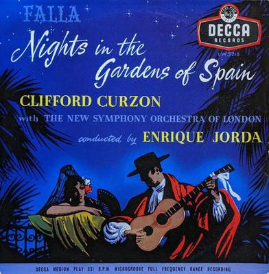10inch Record MANUEL DE FALLA , CLIFFORD CURZON - Nights In The Gardens Of Spain LW5216 Decca 1955 UK Classical Used