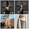 Y2K Streetwear Fringe Tassel Fabric Scarf Long Flowy Butt Curtain New Cape Belt