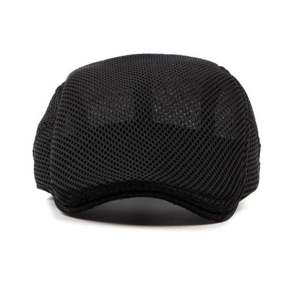 Männer Atmungsaktive Mesh Sommer Hut Newsboy Baskenmütze Ivy Cap Cabbie Flache Kappe
